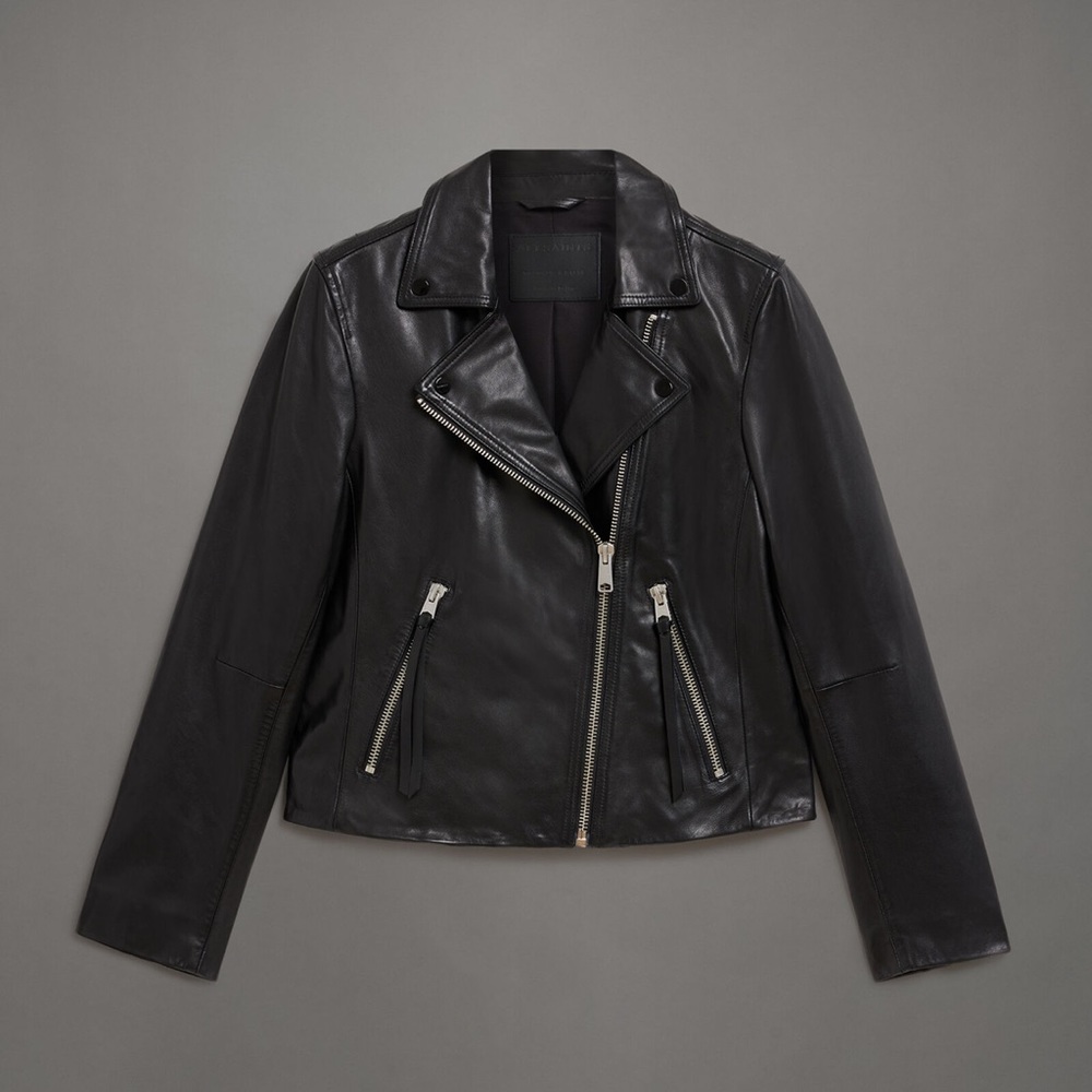 AllSaints Women’s Dalby Slim Fit Biker Jacket | Black | Size 4/Small